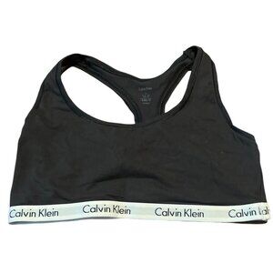 Calvin Klein Black Bralette M 90% Cotton Elastic Band‎ Racerback Style